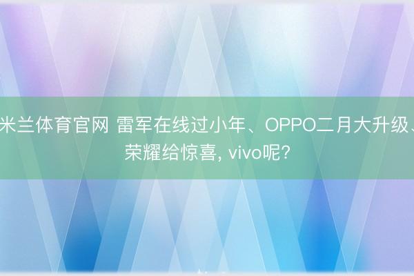 米兰体育官网 雷军在线过小年、OPPO二月大升级、荣耀给惊喜, vivo呢?