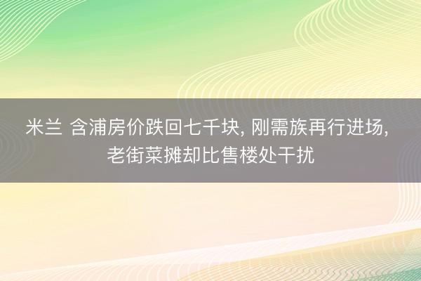 米兰 含浦房价跌回七千块， 刚需族再行进场， 老街菜摊却比售楼处干扰