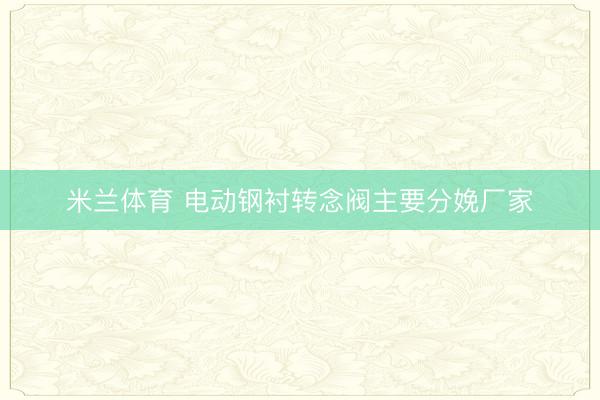 米兰体育 电动钢衬转念阀主要分娩厂家