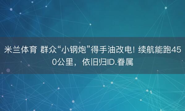 米兰体育 群众“小钢炮”得手油改电! 续航能跑450公里，依旧归ID.眷属