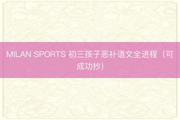MILAN SPORTS 初三孩子恶补语文全进程（可成功抄）