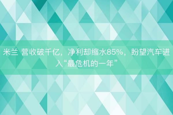 米兰 营收破千亿，净利却缩水85%，盼望汽车进入“最危机的一年”