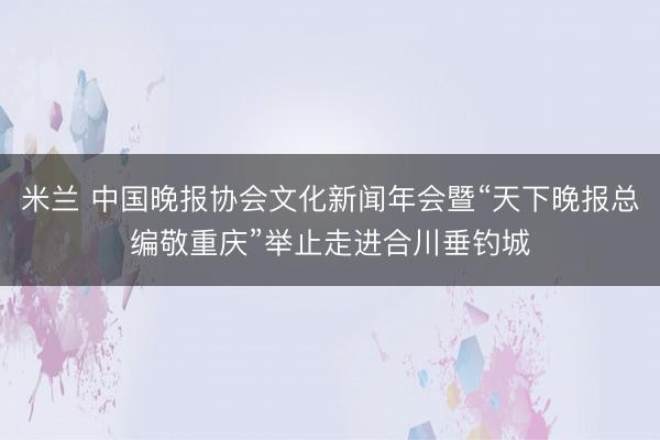 米兰 中国晚报协会文化新闻年会暨“天下晚报总编敬重庆”举止走进合川垂钓城