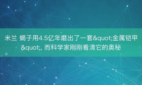 米兰 蝎子用4.5亿年磨出了一套"金属铠甲"， 而科学家刚刚看清它的奥秘