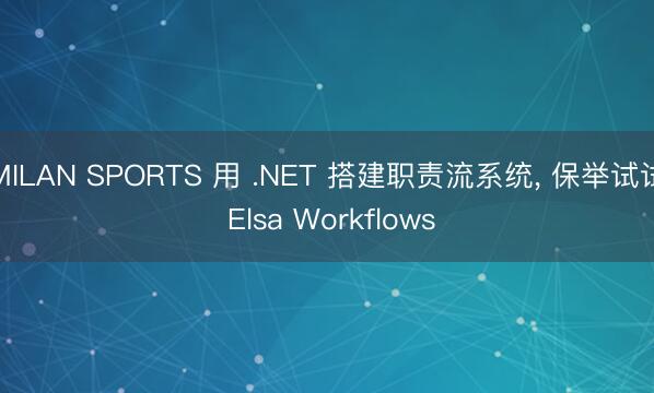 MILAN SPORTS 用 .NET 搭建职责流系统， 保举试试 Elsa Workflows