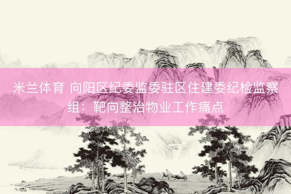 米兰体育 向阳区纪委监委驻区住建委纪检监察组：靶向整治物业工作痛点